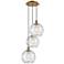 Athens 16.75"W 3 Light Brushed Brass Multi-Pendant w/ Deco Swirl Shade