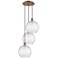 Athens 16.75"W 3 Light Copper Multi-Pendant w/ Water Glass Shade