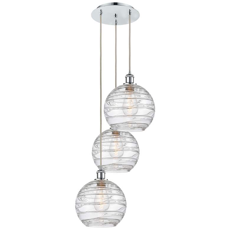 Image 1 Athens 16.75"W 3 Light Polished Chrome Multi-Pendant w/ Deco Swirl Sha