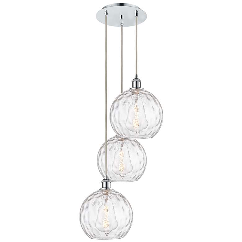 Image 1 Athens 16.75"W 3 Light Polished Chrome Multi-Pendant w/ Water Glass Sh