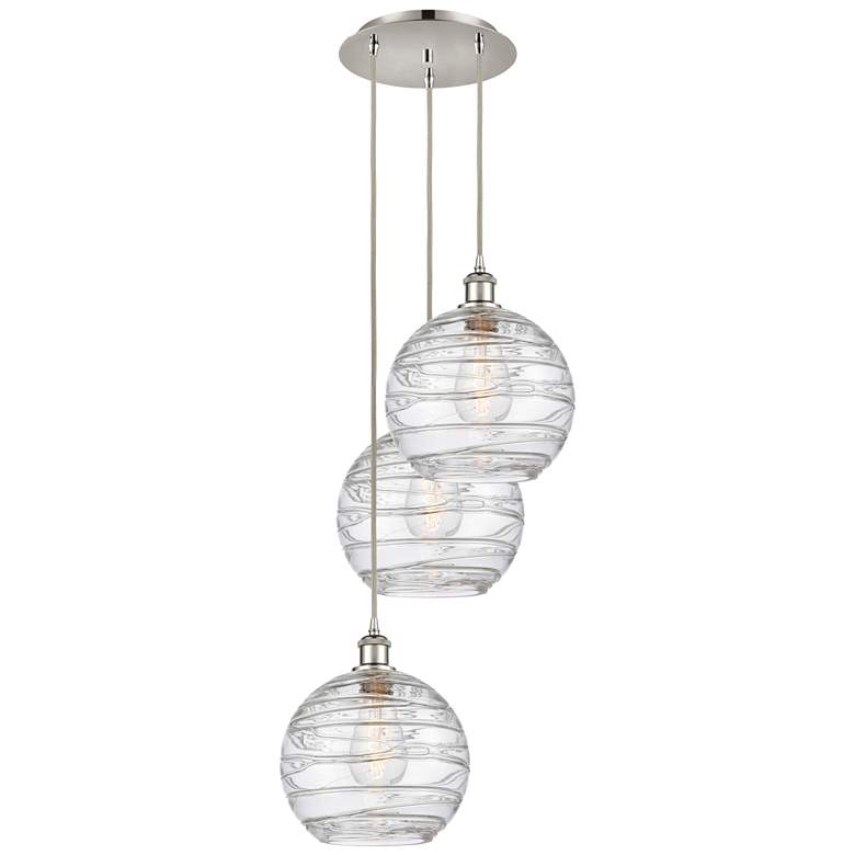 Image 1 Athens 16.75"W 3 Light Polished Nickel Multi-Pendant w/ Deco Swirl Sha