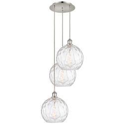 Athens 16.75"W 3 Light Polished Nickel Multi-Pendant w/ Water Glass Sh