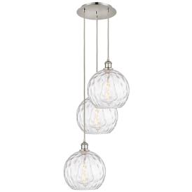 Athens 16.75"W 3 Light Polished Nickel Multi-Pendant w/ Water Glass Sh Athens 16.75"W 3 Light Polished Nickel Multi-Pendant w/ Water Glass Sh