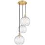 Athens 16.75"W 3 Light Satin Gold Multi-Pendant w/ Clear Water Glass S