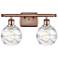 Athens 16" 2-Light Antique Copper Bath Light w/ Clear Deco Swirl Shade