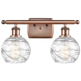 Athens 16" 2-Light Antique Copper Bath Light w/ Clear Deco Swirl Shade Athens 16" 2-Light Antique Copper Bath Light w/ Clear Deco Swirl Shade