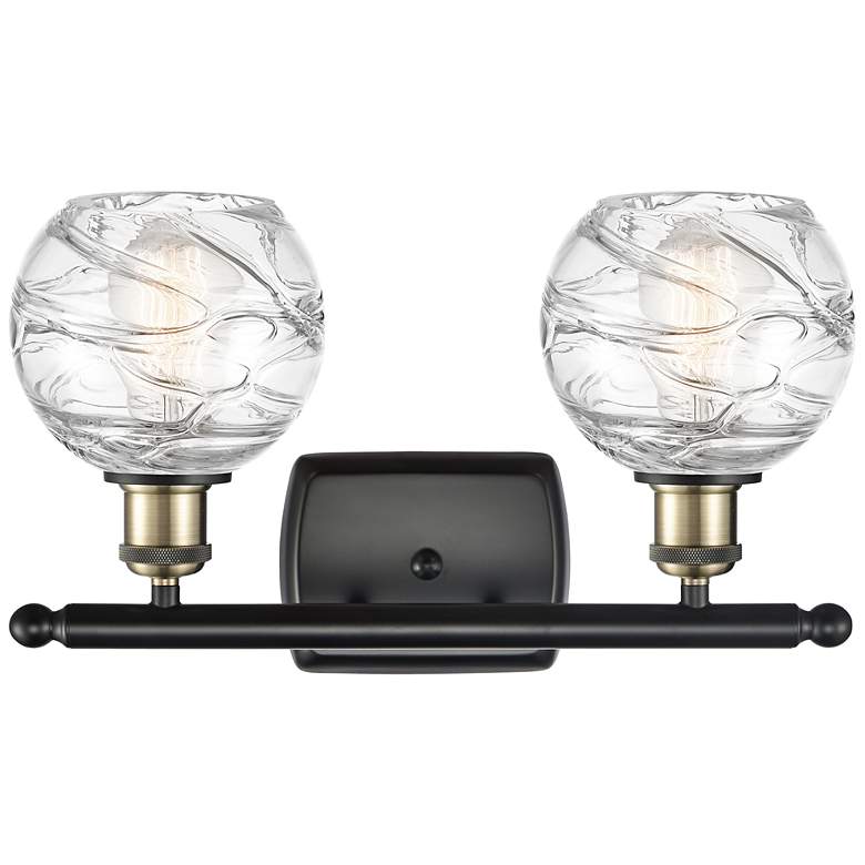 Image 3 Athens 16" 2-Light Black Antique Brass Bath Light w/ Clear Deco Swirl more views