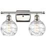 Athens 16" 2-Light Polished Nickel Bath Light w/ Clear Deco Swirl Shad