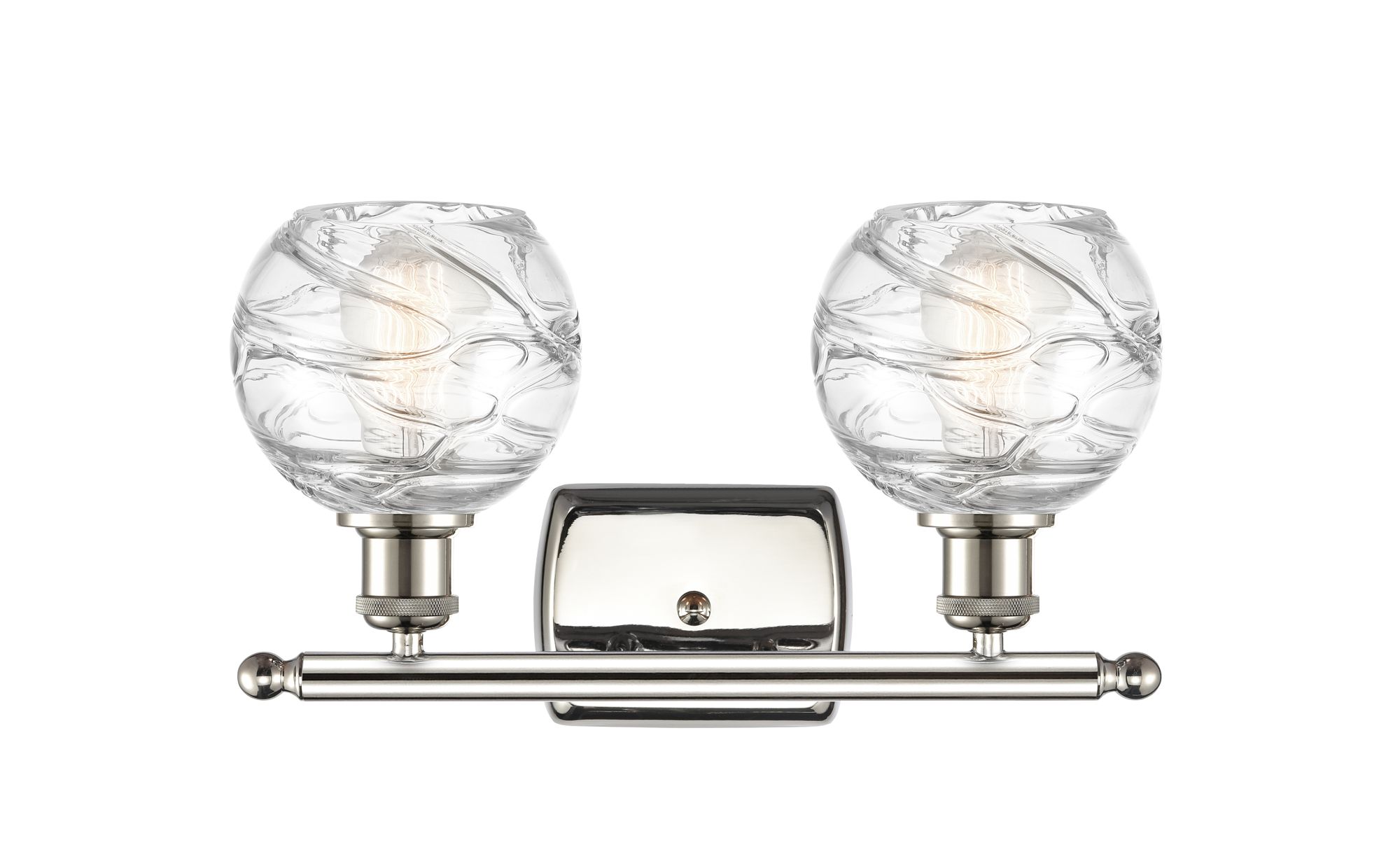 Image 3 Athens 16" 2-Light Polished Nickel Bath Light w/ Clear Deco Swirl Shad more views
