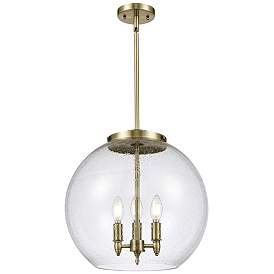 Image1 of Athens 16" 3-Light Antique Brass Pendant w/ Seedy Shade