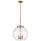 Athens 16" 3-Light Antique Copper Pendant w/ Clear Deco Swirl Shade