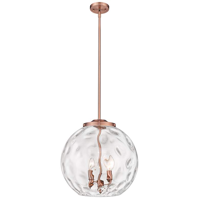 Image 1 Athens 16" 3-Light Antique Copper Pendant w/ Clear Water Glass Shade