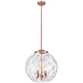 Athens 16" 3-Light Antique Copper Pendant w/ Clear Water Glass Shade Athens 16" 3-Light Antique Copper Pendant w/ Clear Water Glass Shade