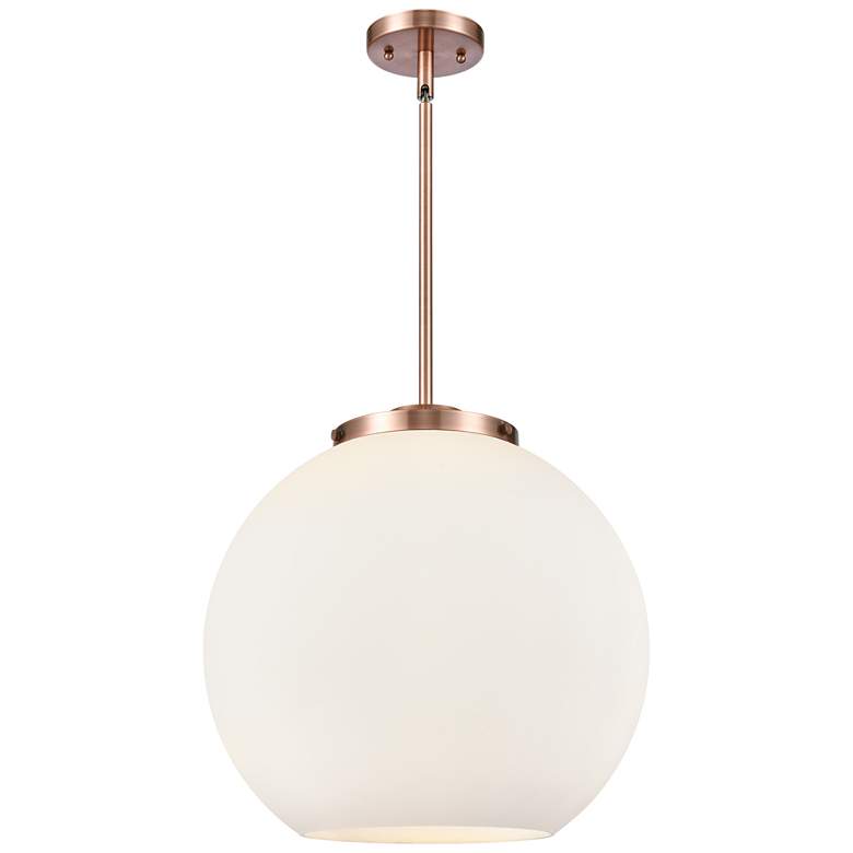 Image 1 Athens 16" 3-Light Antique Copper Pendant w/ Matte White Shade