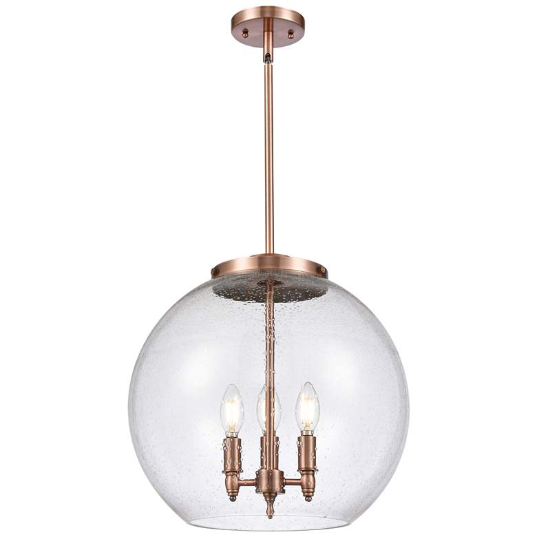 Image 1 Athens 16 inch 3-Light Antique Copper Pendant w/ Seedy Shade