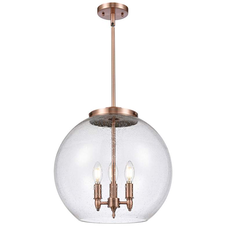 Image 1 Athens 16" 3-Light Antique Copper Pendant w/ Seedy Shade