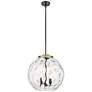 Athens 16" 3-Light Black Antique Brass Pendant w/ Clear Water Glass Sh