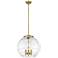 Athens 16" 3-Light Brushed Brass Pendant w/ Clear Deco Swirl Shade