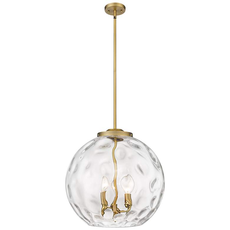 Image 1 Athens 16 inch 3-Light Brushed Brass Pendant w/ Clear Water Glass Shade