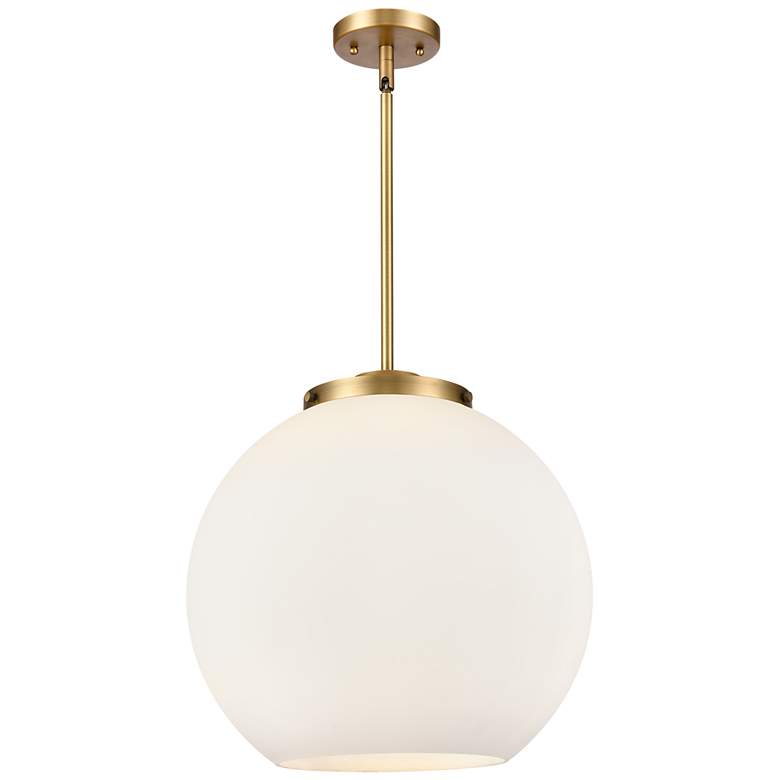 Image 1 Athens 16" 3-Light Brushed Brass Pendant w/ Matte White Shade