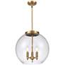 1_Athens 16" 3-Light Brushed Brass Pendant w/ Seedy Shade