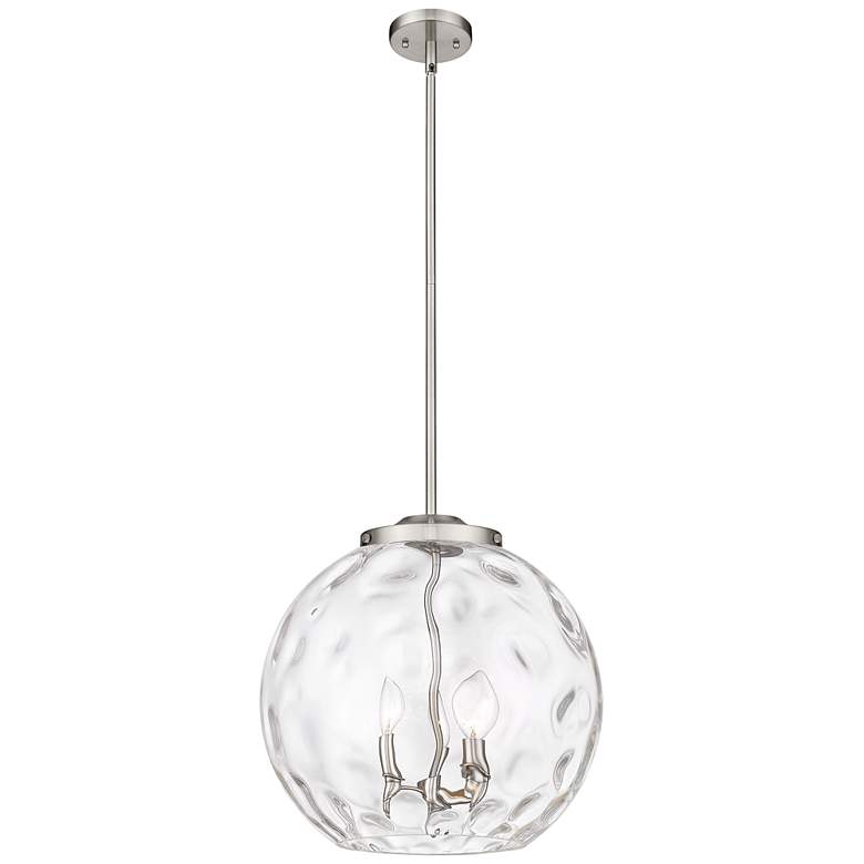 Image 1 Athens 16" 3-Light Brushed Satin Nickel Pendant w/ Clear Water Glass S