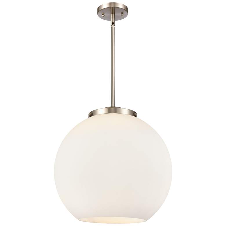 Image 1 Athens 16" 3-Light Brushed Satin Nickel Pendant w/ Matte White Shade
