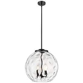 Image1 of Athens 16" 3-Light Matte Black Pendant w/ Clear Water Glass Shade