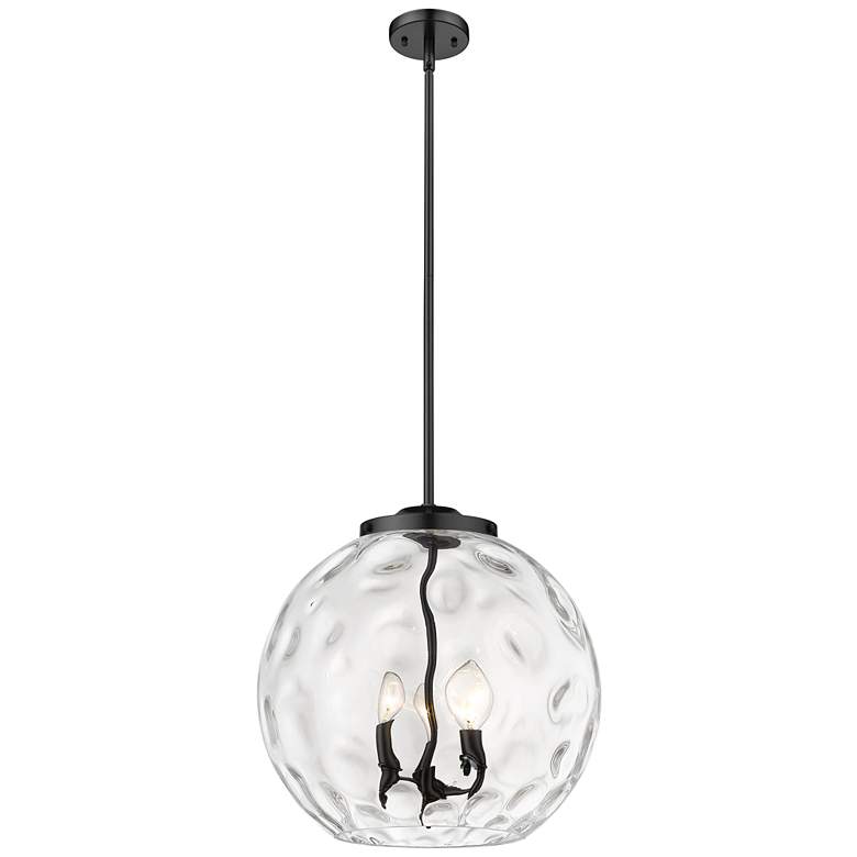 Image 1 Athens 16" 3-Light Matte Black Pendant w/ Clear Water Glass Shade
