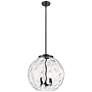 Athens 16" 3-Light Matte Black Pendant w/ Clear Water Glass Shade
