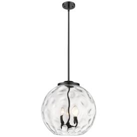 Athens 16" 3-Light Matte Black Pendant w/ Clear Water Glass Shade Athens 16" 3-Light Matte Black Pendant w/ Clear Water Glass Shade
