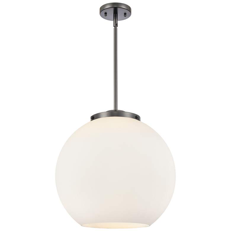 Image 1 Athens 16" 3-Light Matte Black Pendant w/ Matte White Shade