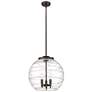 Athens 16" 3-Light Oil Rubbed Bronze Pendant w/ Clear Deco Swirl Shade