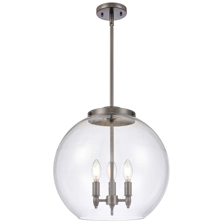 Image 1 Athens 16" 3-Light Oil Rubbed Bronze Pendant w/ Clear Shade