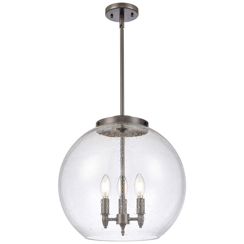 Image 1 Athens 16" 3-Light Oil Rubbed Bronze Pendant w/ Seedy Shade