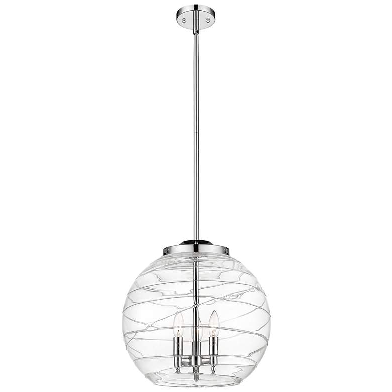 Image 1 Athens 16 inch 3-Light Polished Chrome Pendant w/ Clear Deco Swirl Shade