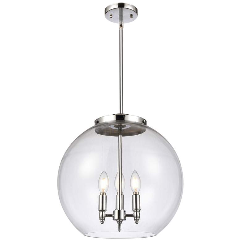 Image 1 Athens 16" 3-Light Polished Chrome Pendant w/ Clear Shade