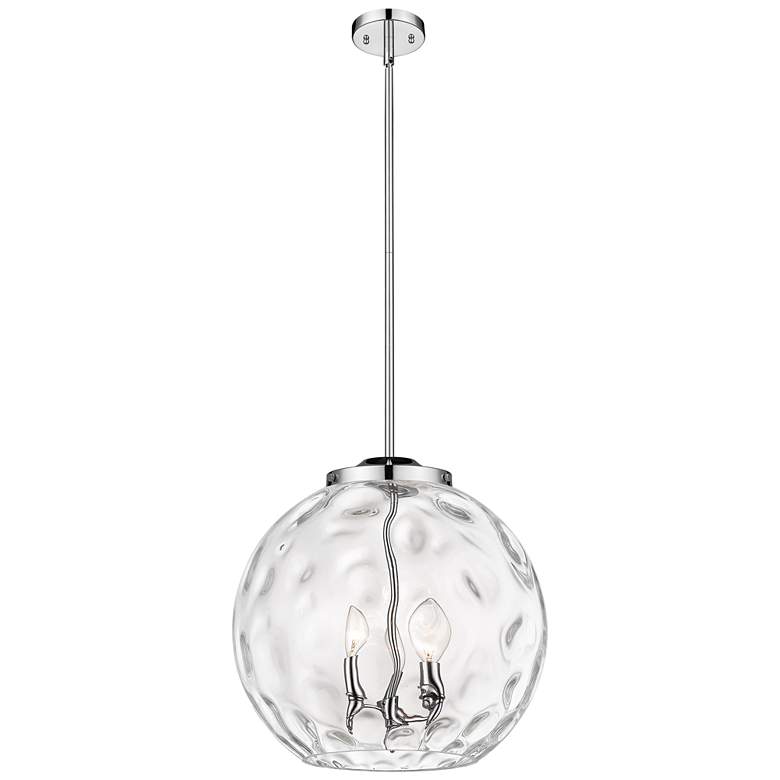 Image 1 Athens 16" 3-Light Polished Chrome Pendant w/ Clear Water Glass Shade