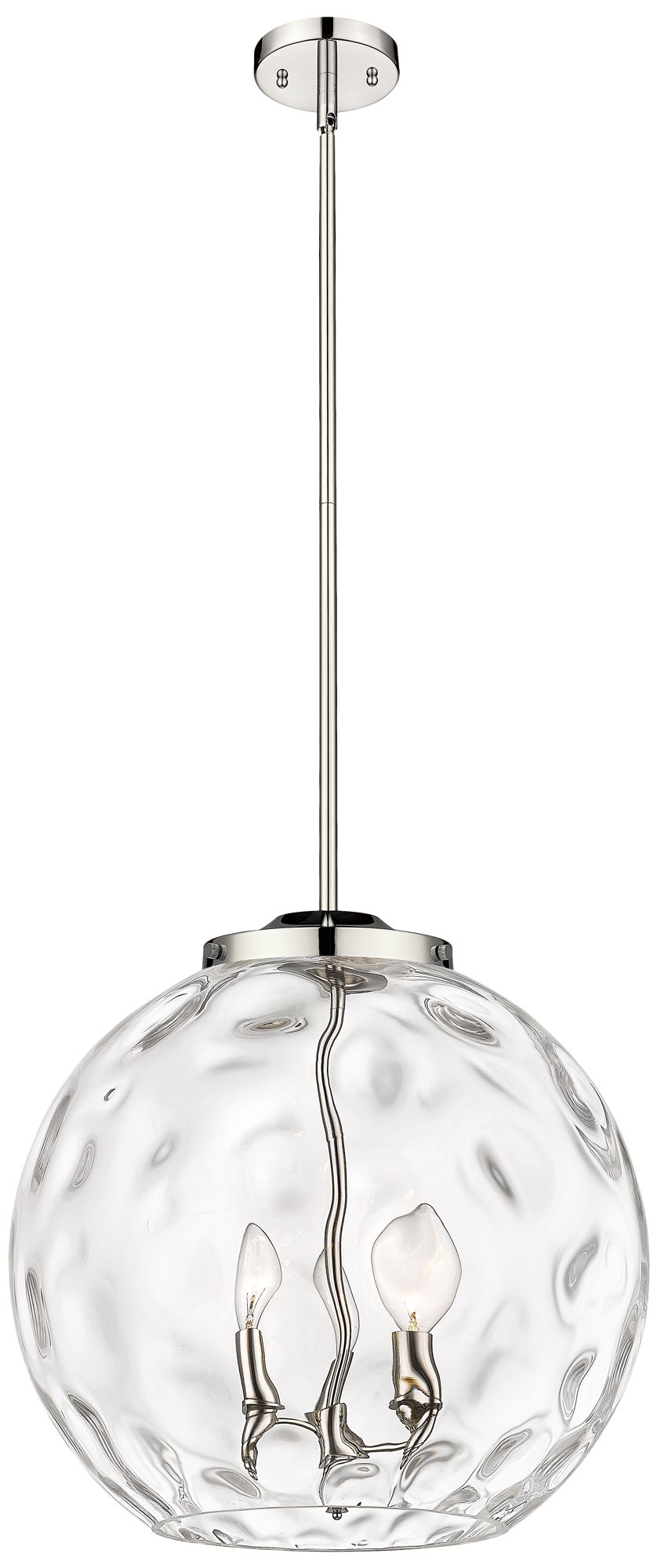 Athens 16" 3-Light Polished Nickel Pendant w/ Clear Water Glass Shade