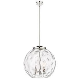 Athens 16" 3-Light Polished Nickel Pendant w/ Clear Water Glass Shade Athens 16" 3-Light Polished Nickel Pendant w/ Clear Water Glass Shade