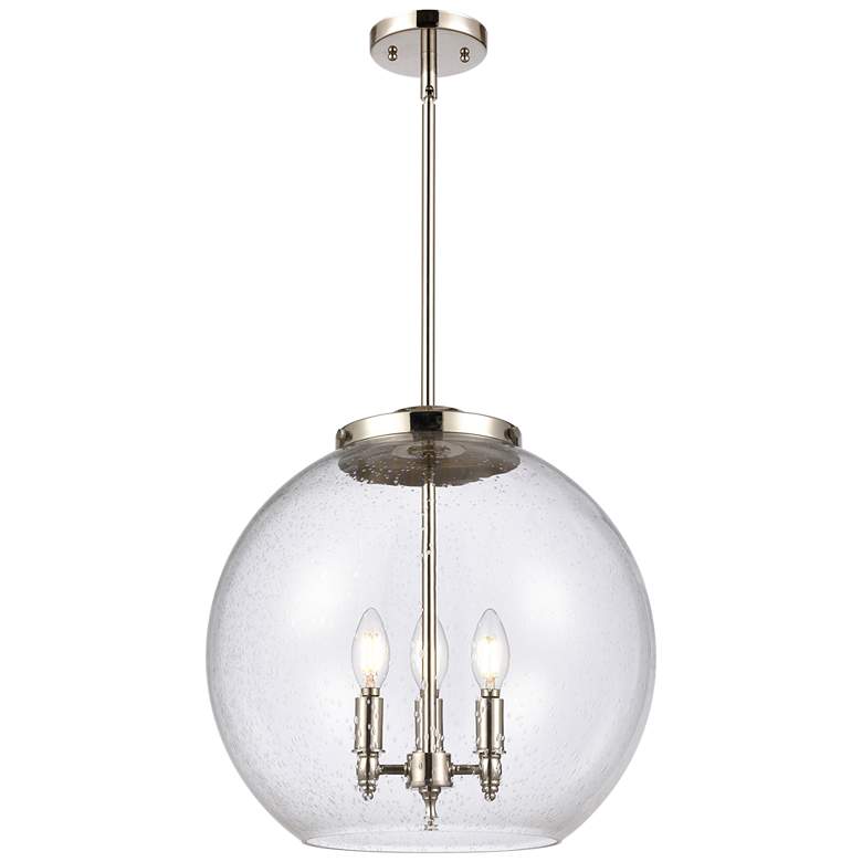 Image 1 Athens 16 inch 3-Light Polished Nickel Pendant w/ Seedy Shade