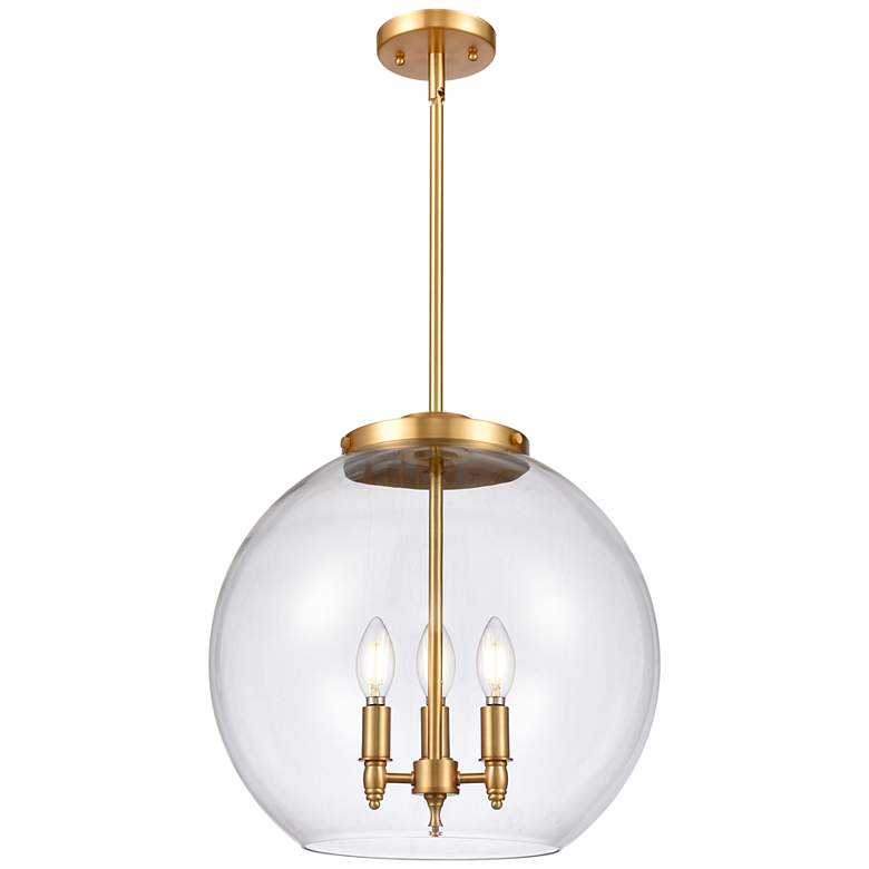Image 1 Athens 16" 3-Light Satin Gold Pendant w/ Clear Shade