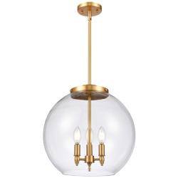 Athens 16" 3-Light Satin Gold Pendant w/ Clear Shade