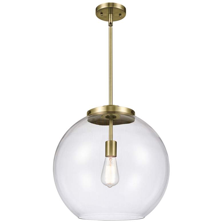 Image 1 Athens 16" Antique Brass Pendant w/ Clear Shade