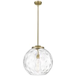 Athens 16" Antique Brass Pendant w/ Clear Water Glass Shade