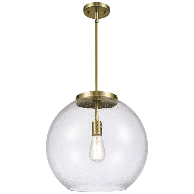 Image 1 Athens 16" Antique Brass Pendant w/ Seedy Shade
