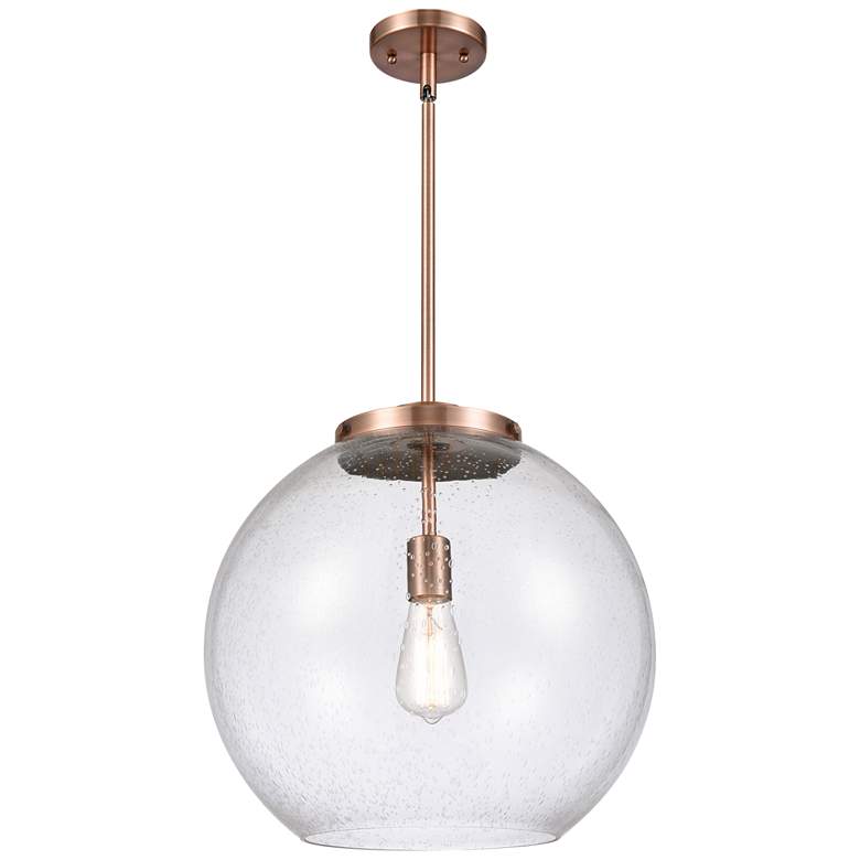 Image 1 Athens 16" Antique Copper Pendant w/ Seedy Shade