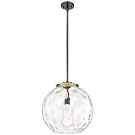 Image1 of Athens 16" Black Antique Brass Pendant w/ Clear Water Glass Shade