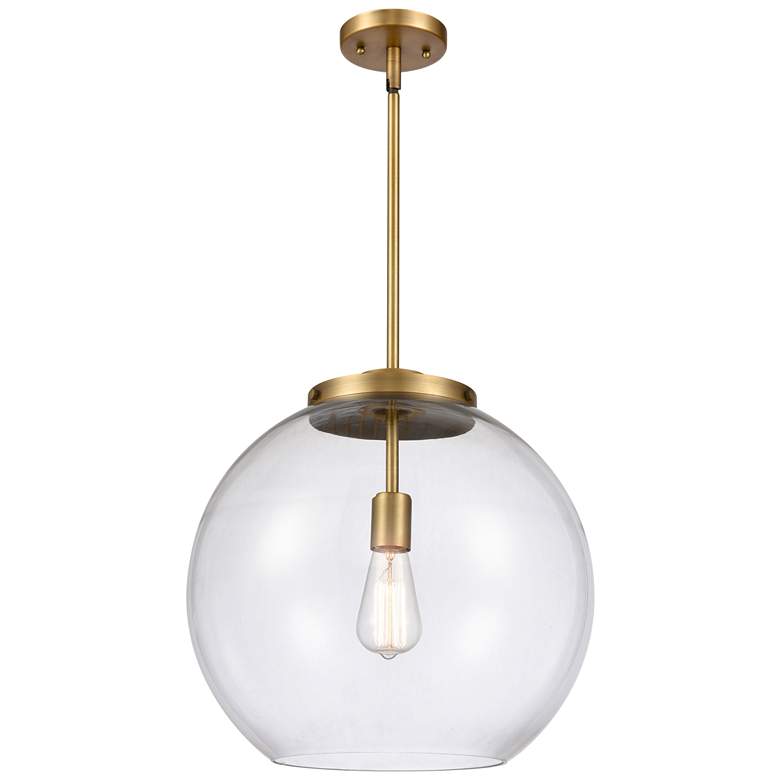 Image 1 Athens 16 inch Brushed Brass Pendant w/ Clear Shade