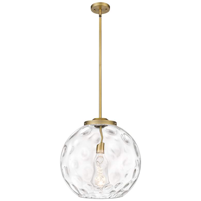 Image 1 Athens 16 inch Brushed Brass Pendant w/ Clear Water Glass Shade